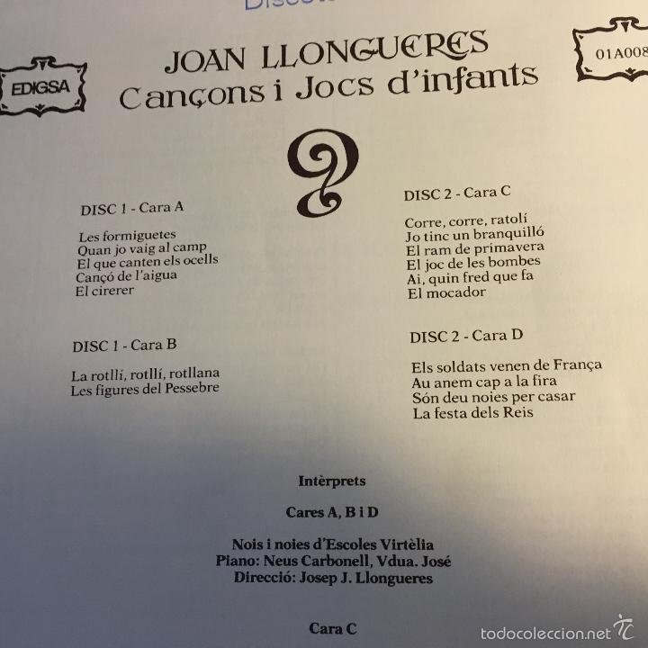 Discos de vinilo: JOAN LLONGUERES (CAN&Ccedil;ONS I JOCS DINFANTS) CAJA BOX 2 LP (B-59) - Foto 5