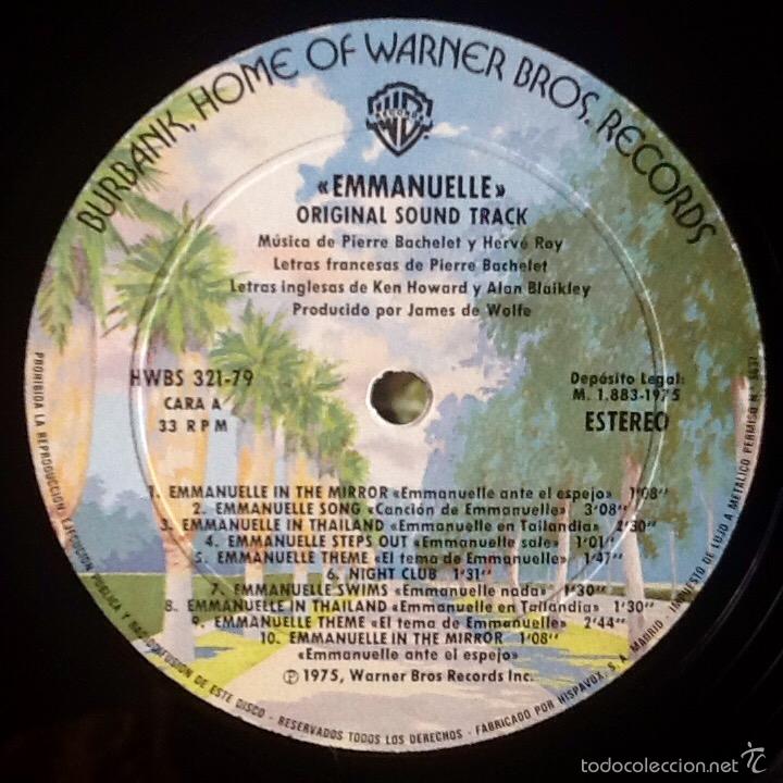 Discos de vinilo: PIERRE BACHELET : EMMANUELLE - OST [WARNER - ESP 1975] LP - Foto 3