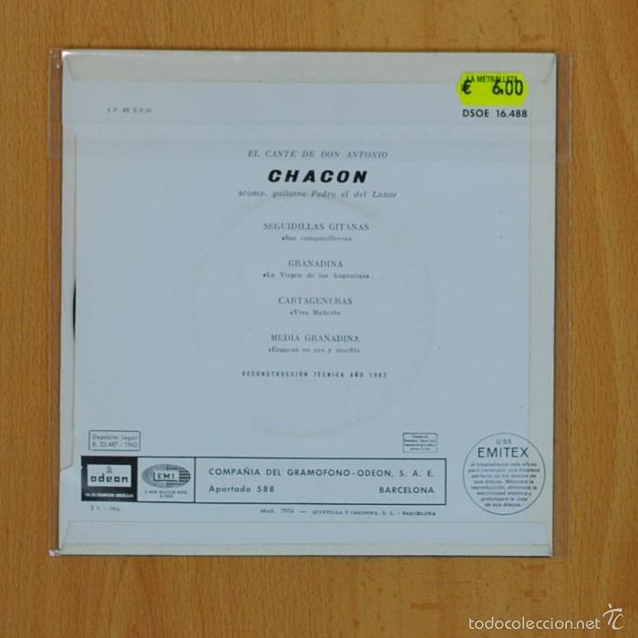 Discos de vinilo: DON ANTONIO CHACON - SEGUIDILLAS GITANAS + 3 - EP - Foto 2