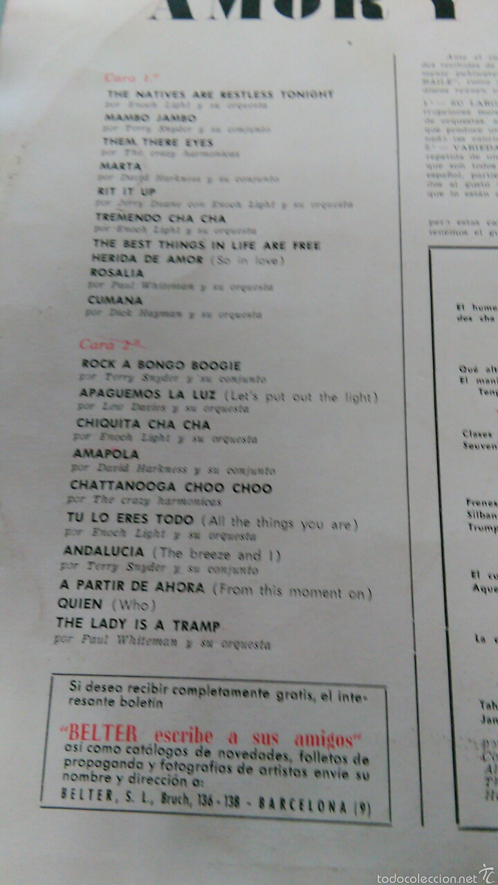 Discos de vinilo: Amor y ritmo lp 1961.ver contenido - Foto 2