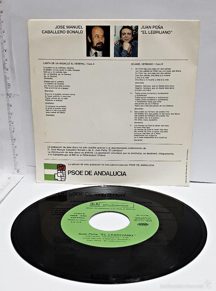Discos de vinilo: SINGLE DE CARTA DE UN ANDALUZ AL GENERAL PINOCHET - Foto 2