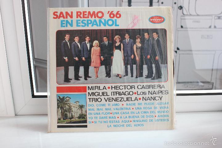 VINILO LP SAN REMO '66 EN ESPAÑOL. VELVET LPV-1271. MIRLA, HECTOR CABRERA, NAIPES... (Música - Discos - LP Vinilo - Otros Festivales de la Canción)