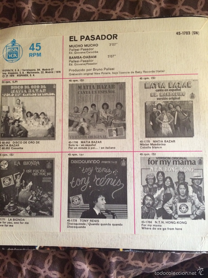Discos de vinilo: EL PASADOR-MUCHO MUCHO-1978 - Foto 2