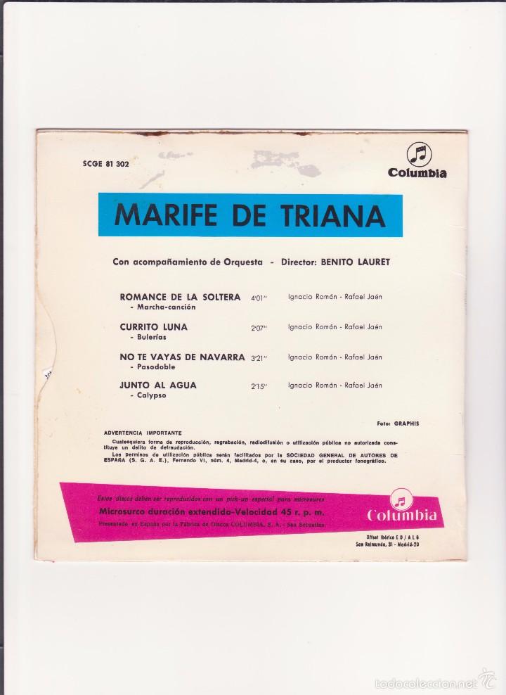 Discos de vinilo: MARIFE DE TRIANA - 1967 - DISCO DE PROMOCION - Foto 2
