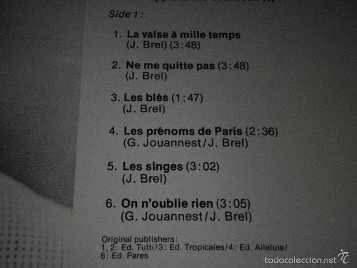 Discos de vinilo: JACQUES BREL ( GREATEST HITS ) HOLANDA - 1965 LP33 PHILIPS - Foto 3