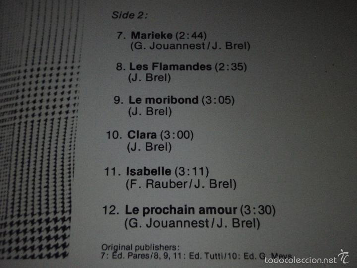 Discos de vinilo: JACQUES BREL ( GREATEST HITS ) HOLANDA - 1965 LP33 PHILIPS - Foto 4
