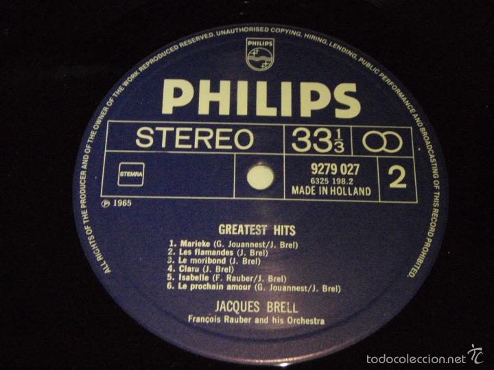 Discos de vinilo: JACQUES BREL ( GREATEST HITS ) HOLANDA - 1965 LP33 PHILIPS - Foto 5