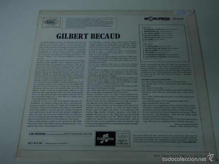 Discos de vinilo: GILBERT BECAUD ( GILBERT BECAUD ) ENGLAND LP33 - Foto 2