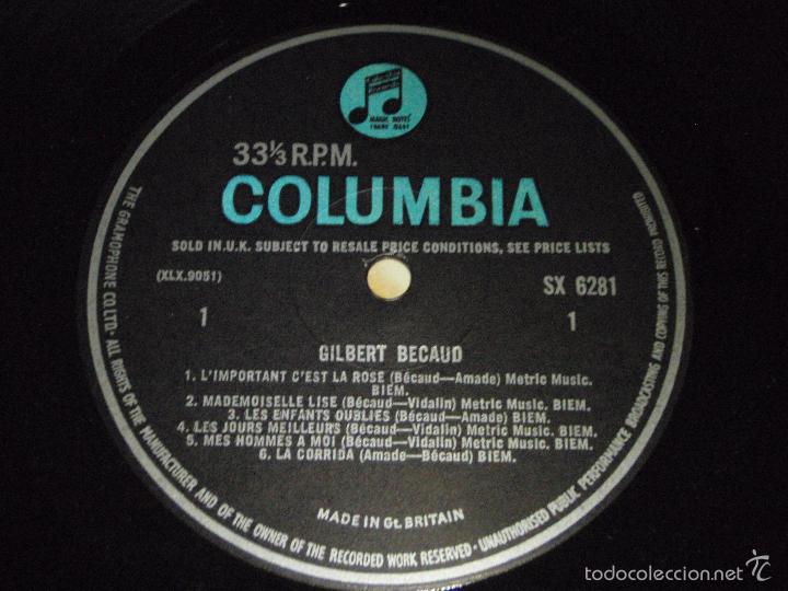 Discos de vinilo: GILBERT BECAUD ( GILBERT BECAUD ) ENGLAND LP33 - Foto 4