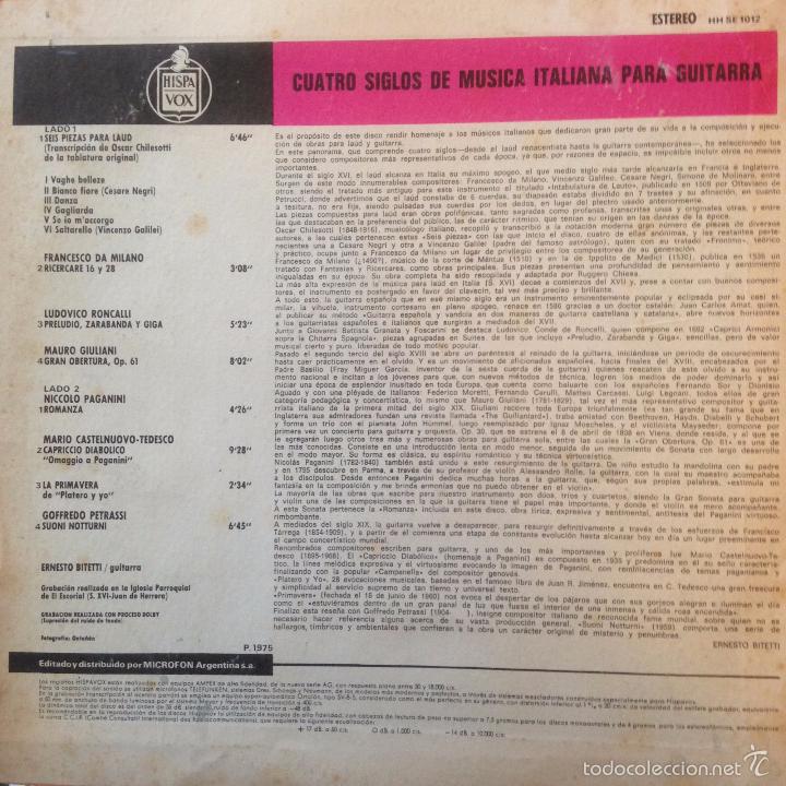 Discos de vinilo: LP argentino de Ernesto Bitetti a&ntilde;o 1971 - Foto 2