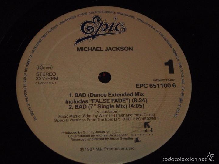 Discos de vinilo: MICHAEL JACKSON ( BAD 5 VERSIONES ) 1987 -HOLANDA MAXI33 EPIC* - Foto 4