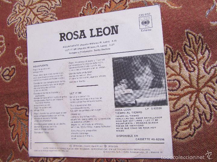 Discos de vinilo: ROSA LEON -SINGLE- TITULO AGUAFUERTE- CON DOS TEMAS-ORIGINAL DEL 78- NUEVO - Foto 2