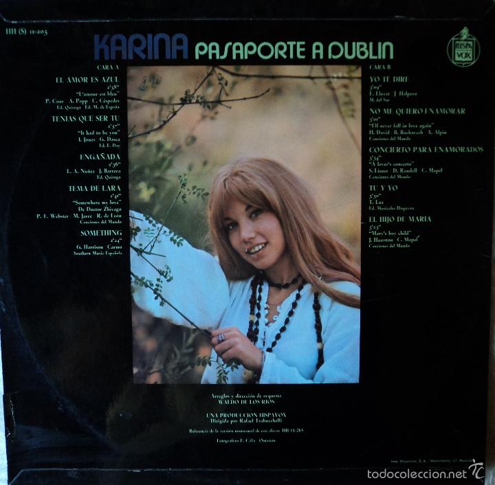 Discos de vinilo: Karina - Pasaporte a Dublin - Edici&oacute;n de 1971 de Espa&ntilde;a - Foto 2