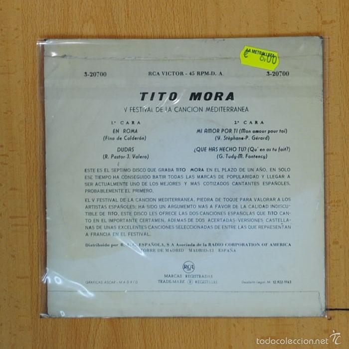 Discos de vinilo: TITO MORA - DUDAS + 3 - EP - Foto 2