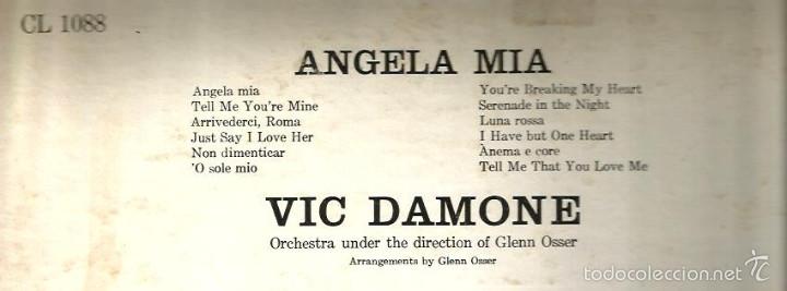 Discos de vinilo: LP VIC DAMONE : ANGELA MIA - Foto 2
