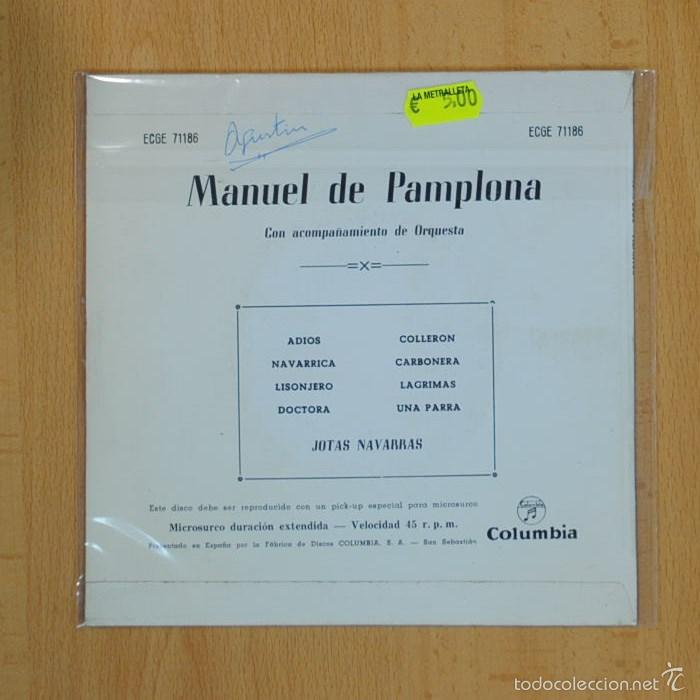 Discos de vinilo: MANUEL DE PAMPLONA - ADIOS + 7 - EP - Foto 2