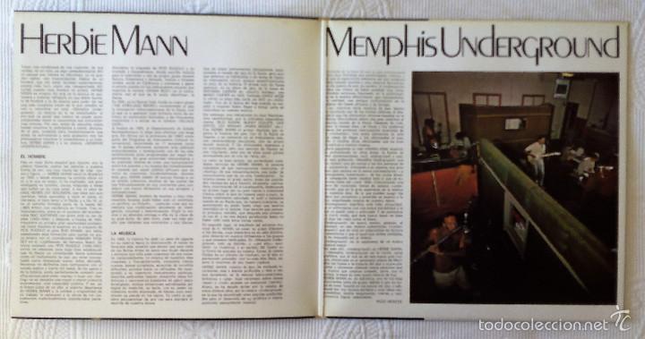Discos de vinilo: HERBIE MANN, MEMPHIS UNDERGROUND (HISPAVOX) LP ESPA&Ntilde;A - GATEFOLD - LARRY CORYELL - Foto 2