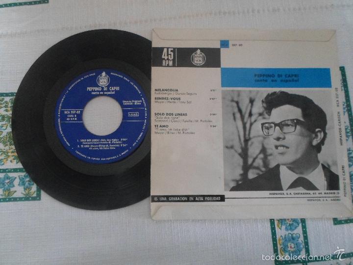 Discos de vinilo: PEPPINO DI CAPRI - MELANCOLIA +3 - Foto 2