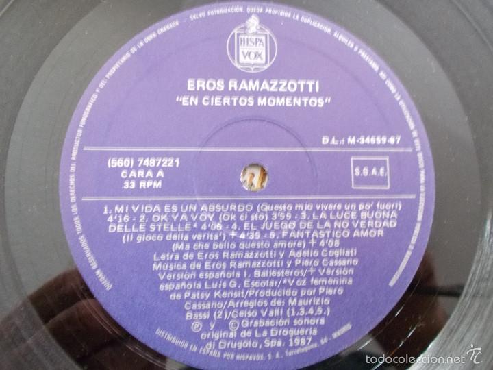 Discos de vinilo: EROS RAMAZZOTTI.EN CIERTOS MOMENTOS - Foto 3