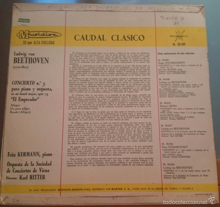 Discos de vinilo: BEETHOVEN. CONCIERTO NUMERO 5. EL EMPERADOR - Foto 2