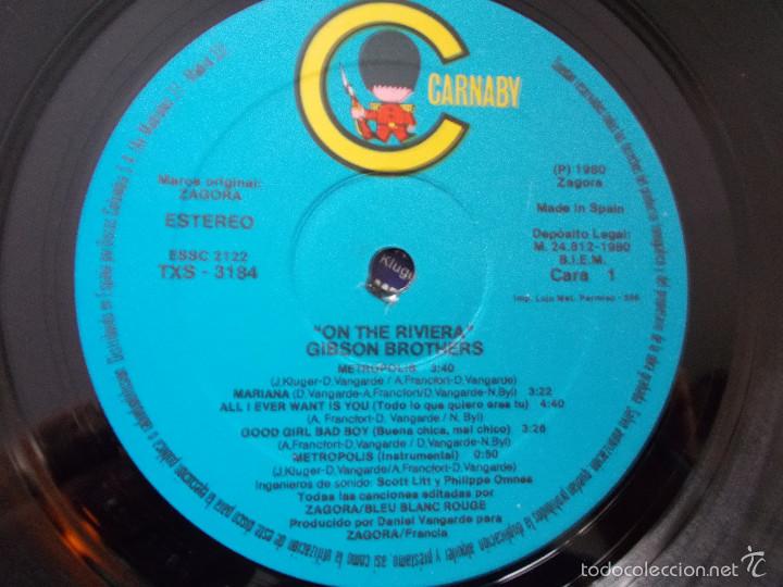 Discos de vinilo: GIBSON BROTHERS. ON THE RIVIERA - Foto 3