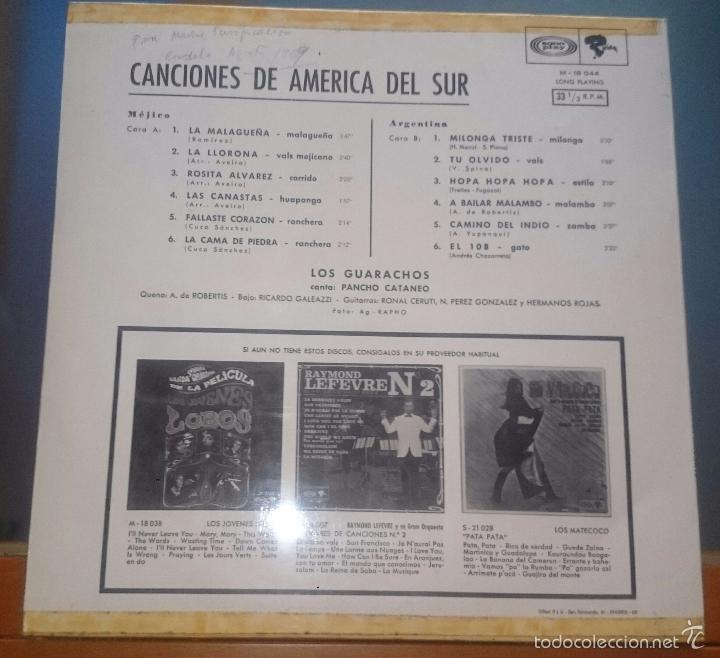 Discos de vinilo: CANCIONES DE AMERICA DEL SUR. LOS GUARACHOS - Foto 2