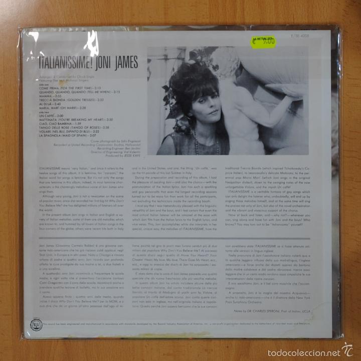 Discos de vinilo: JONI JAMES - ITALIANISSIME - LP - Foto 2