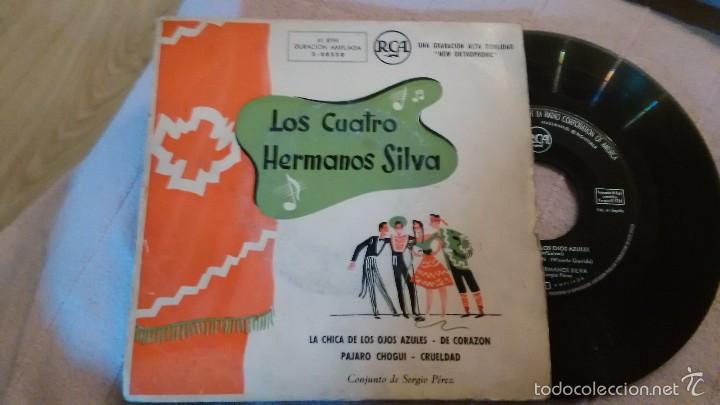 Disques de vinyle: Los cuatro hermanos Silva ep la chica de los ojos azules + 3.espa&ntilde;a 1961