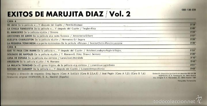 Discos de vinilo: LP MARUJITA DIAZ : EXITOS, VOLUMEN 2 - Foto 2