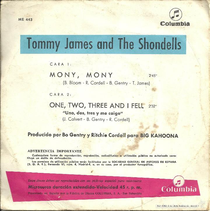 Discos de vinilo: Tommy James And The Shondells - Mony, Mony - Foto 2