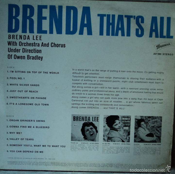 Discos de vinilo: Brenda Lee - Thats all - Edici&oacute;n de Germany - Foto 2