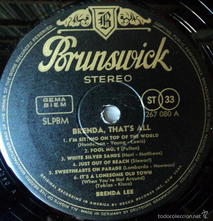 Discos de vinilo: Brenda Lee - Thats all - Edici&oacute;n de Germany - Foto 3