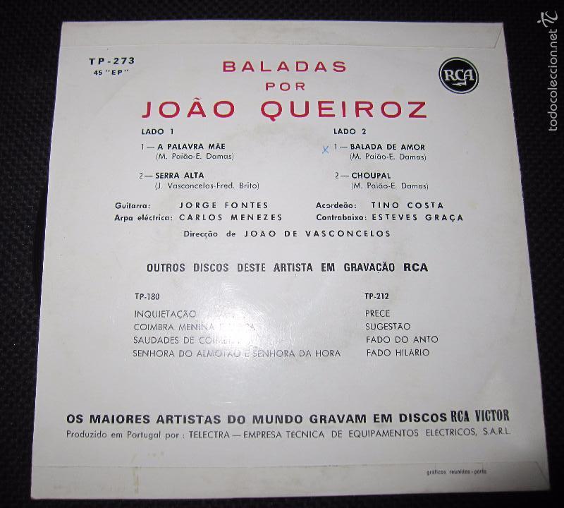 Discos de vinilo: SINGLE. BALADAS POR JO&Acirc;O QUEIROZ. - Foto 2
