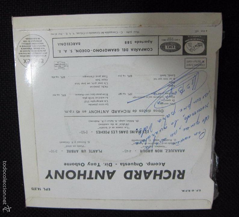 Discos de vinilo: SINGLE. RICHARD ANTHONY. ARANJUEZ, MON AMOUR. - Foto 2