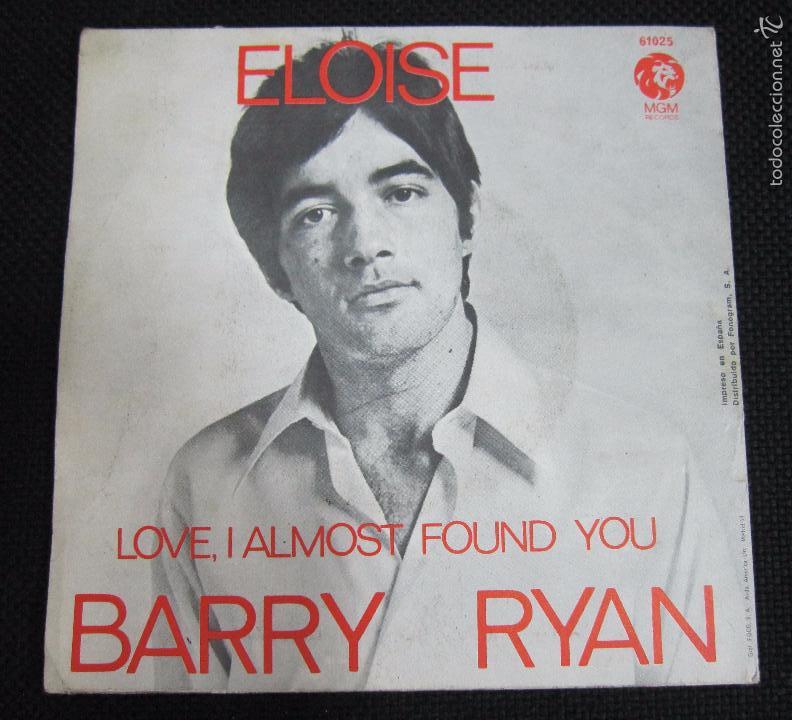 Discos de vinilo: SINGLE. BARRY RYAN. ELOISE. LOVE, I ALMOST FOUND YOU. - Foto 1