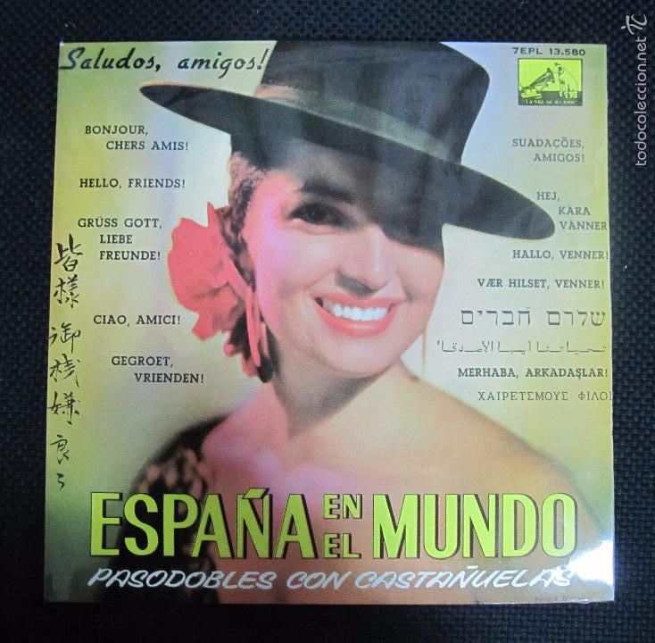 Discos de vinil: SINGLE. ESPA&Ntilde;A EN EL MUNDO. PASODOBLES CON CASTA&Ntilde;UELAS.