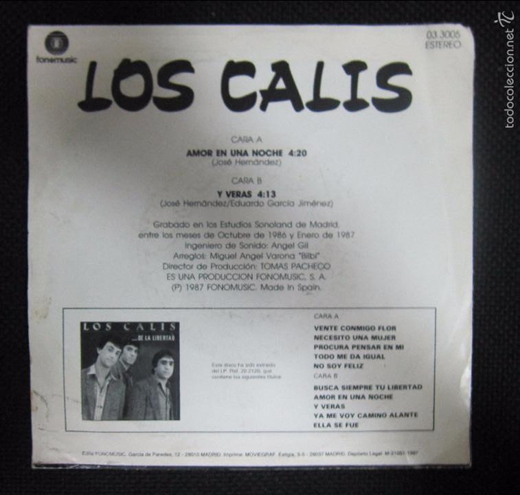 Discos de vinilo: SINGLE. LOS CALIS. AMOR EN UNA NOCHE. - Foto 2