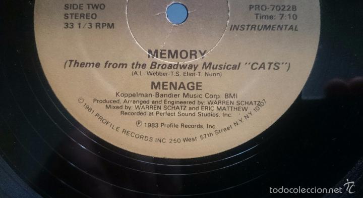 Discos de vinilo: MEMORY THEME FROM THE BROADWAY MUSICAL (CATS)  1983 - Foto 3