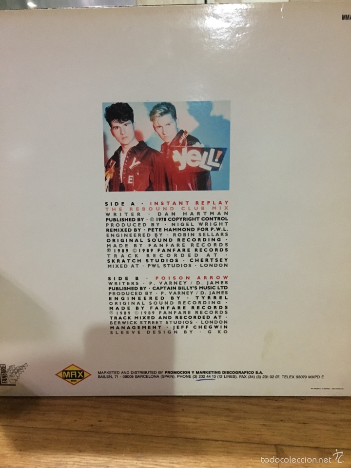 Discos de vinilo: YELL-INSTANT REPLAY-1989 - Foto 2