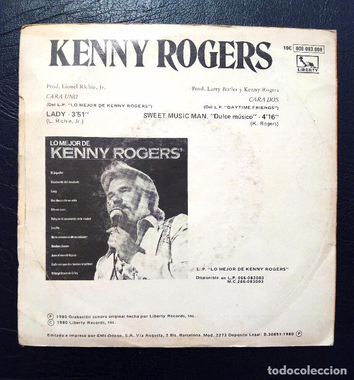 Discos de vinilo: SINGLE KENNY ROGERS - LADY - EMI 1980. - Foto 2