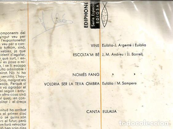 Discos de vinilo: EP EULALIA : VOLDRIA SER LA TEVA OMBRA - Foto 2
