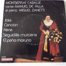 Discos de vinilo: MONTSERRAT CABALLE CANTA MANUEL DE FALLA AL PIANO MIGUEL ZANETTI - JOTA (DICEN QUE NO NOS QUEREMOS)