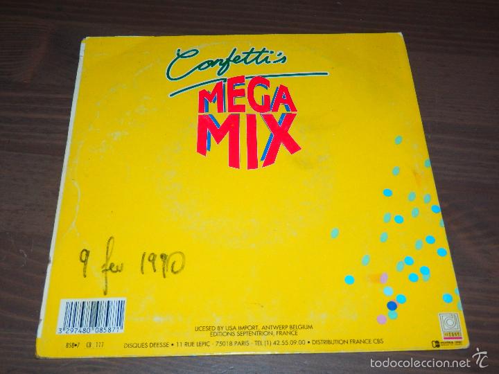 Discos de vinilo: MEGA MIX CONFETTIS SINGLE VINILO DISCO DANCE SVG - Foto 2