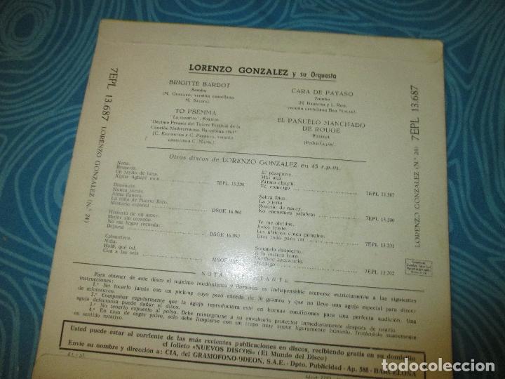 Discos de vinilo: LORENZO GONZALEZ, LA VOZ DE SU AMO ( REF 3 ) - Foto 3