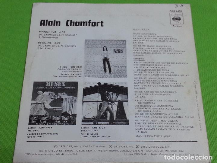Discos de vinilo: DISCO SINGLE VINILO - ALAIN CHAMFORT - MANUREVA.- CBS - 1979 - Foto 3