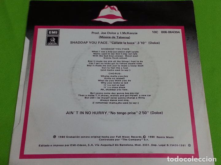Discos de vinilo: DISCO SINGLE VINILO - JOE DOLCE - CALLATE LA BOCA - EMI - 1980 - Foto 3