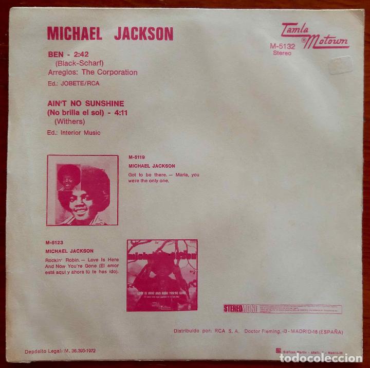 Discos de vinilo: MICHAEL JACKSON, BEN - SINGLE ORIGINAL ESPA&Ntilde;A - Foto 2