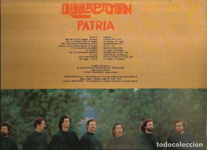 Discos de vinilo: LP QUILAPAYUN : PATRIA (COMPLETAMENTE NUEVO ) - Foto 2