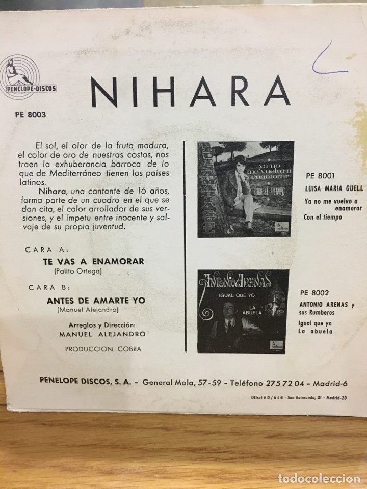 Discos de vinilo: NIHARA-TE VAS A ENAMORAR-1969-VINILO NUEVO - Foto 2