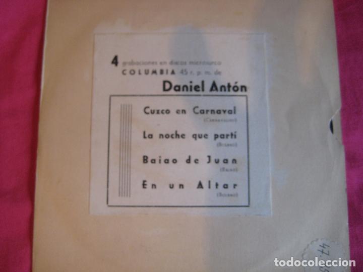 Disques de vinyle: DANIEL ANTON EP COLUMBIA 195? cuzco en carnaval/ la noche que part&iacute;/ baiao de juan/ en un altar RARO